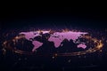 Modern visualization. 3D world map creates backdrop for tech centric themes