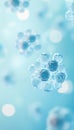 Modern visualization of freeze dried exosome particles with intricate patterns on blue backdrop