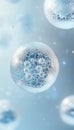 Modern visualization of freeze dried exosome particles with intricate patterns on blue background