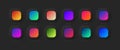 Modern Vivid Color Bright Gradients Set Vector For UI Design On Dark Neumorphic Abstract Background Royalty Free Stock Photo