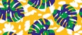 Modern Vivid Colors Print with Tropical Leaves.