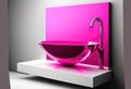 Modern vivid magenta bathroom sink, ai generated