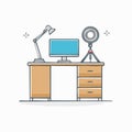 Modern Vlogger and Streamer Workspace Illustration Royalty Free Stock Photo