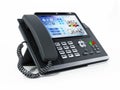Modern VoIP or Voice over IP phone with LED screen isolated on white background. 3D illustration Royalty Free Stock Photo