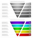 A modern and volumetric diagram about the funnel of sales. Different colors and a three-dimensional view. Suitable for