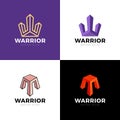 Modern W letter company logo, clean design. warrior logo. letter W and helmet icon vector. knight logotype template