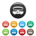 Modern waffle maker icons set color