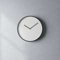 Modern wall clock with a minimalist design on a light gray wall. The clock features a Royalty Free Stock Photo