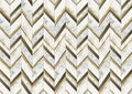 Modern wall decor wallpaper. 3d abstract zigzag, golden lines and marble and wooden and brwon shapes.