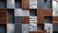 Modern Wall Panel Design with Marble and Wood Accents Royalty Free Stock Photo