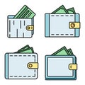 Modern wallet icons set vector color