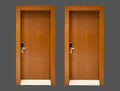 Modern walnut wooden looking two steel door, electronic security lock system