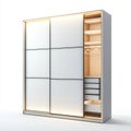 Modern wardrobe with sliding doors and interior shelving for organized storage Royalty Free Stock Photo