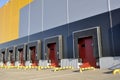 Modern warehouse complex. Warehouse building with many loading gates