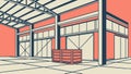 Modern Warehouse Exterior Building Illustration, vector design Generative AI Royalty Free Stock Photo