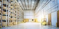 Modern warehouse full of cardboard boxes. Royalty Free Stock Photo