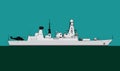 Modern warship. Type 45 daring class guided missile destroyer. Royal navy guided missile destroyer. Royalty Free Stock Photo