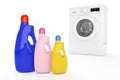 Modern Washing Machine with Colour Detergent Bottles. 3d Rendering Royalty Free Stock Photo