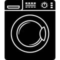 Modern washing machine icon with control panel and circular drum design for laundry appliances Royalty Free Stock Photo