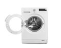 Modern washing machine on white background. Royalty Free Stock Photo