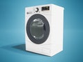 Modern washing machine white for washing things left 3d render o