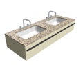 Modern washroom sink set with granite counter and chrome fixtures