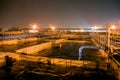 Modern wastewater treatment plant of chemical factory at night. Royalty Free Stock Photo