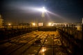 Modern wastewater treatment plant of chemical factory at night. Royalty Free Stock Photo