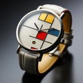 Modern Mondrian Watch With Blue And Yellow Squares Royalty Free Stock Photo