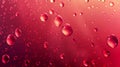 The modern water drop texture is drawn over a red glass background. The dew droplets pattern is realistic. 3D abstract Royalty Free Stock Photo