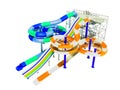 Modern water slide for water park one big slide for three people Royalty Free Stock Photo