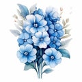 Modern Watercolor Botanical Illustration Of Blue Flowers Royalty Free Stock Photo