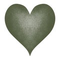 Modern watercolor green heart illustration.Dark green heart decoration.Romantic valentines day clipart Royalty Free Stock Photo