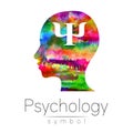 Modern Watercolor head logo of Psychology. Profile Human. Creative style. Logotype in . Design concept. Brand company