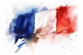 Watercolor painting of French flag for the Bastille Day of France Royalty Free Stock Photo