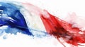 Watercolor painting of French flag for the Bastille Day of France Royalty Free Stock Photo