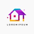 Modern Wavy House logo designs template, Real Estate app Icon vector