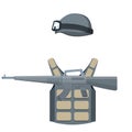 Modern weapons and armor of a soldier. Special forces uniforms. Military kit