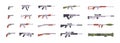 Modern weapons. Military weapons silhouettes. Tactical assault rifles, smoothbore guns. Vector illustration.