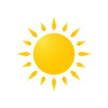 Modern weather icon of sun. Flat vector symbol on white background. As labels, sign, simbol Royalty Free Stock Photo