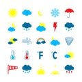 Modern weather icons set. Flat vector illustration. Royalty Free Stock Photo