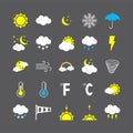 Modern weather icons set. Flat vector illustration. Royalty Free Stock Photo