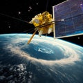 Modern weather satellite at the Earth orbit