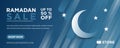 Modern Web Banner with Blue Background. Ramadan Sale.