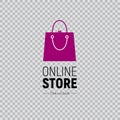 Web banner Online Store with handbag and footwear. Illustration on transparent background.