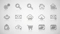 Modern Web, Business, and Cloud Line Icons Set with Reflections Royalty Free Stock Photo