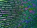 Modern web development background. Computer language script code screen. Programming Javascript on laptop computer screen. Royalty Free Stock Photo