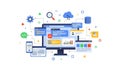 Modern Web Development and Software Engineering Concept Illustration Modern Web Development Concept Illustration Royalty Free Stock Photo