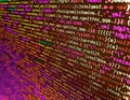 Modern web network and internet telecommunication technology. Monitor closeup of function source code. Lines of code of a software Royalty Free Stock Photo
