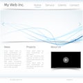 Modern website design with blue wave theme